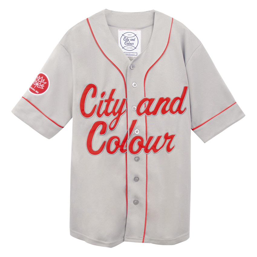 red and gray baseball jersey